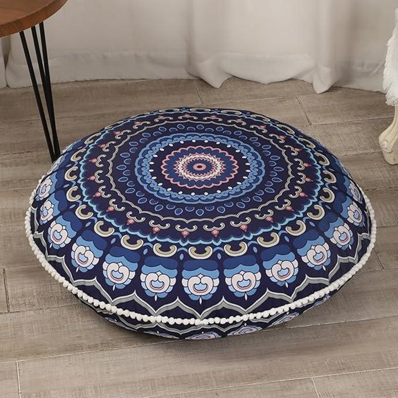 32-Inch Meditation Floor Cushion Navy Blue Memory Foam