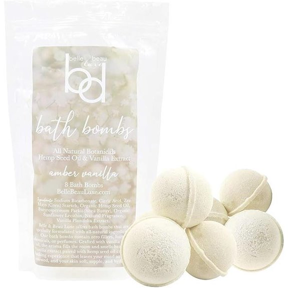 Belle & Beau Amber Vanilla Hemp Bath Bombs (8)