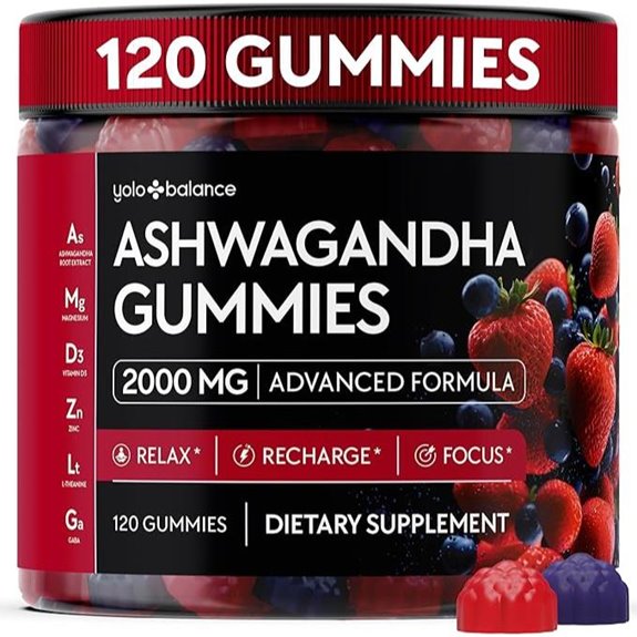 Ashwagandha Gummies with L-Theanine 120 Count (Sugar-Free)