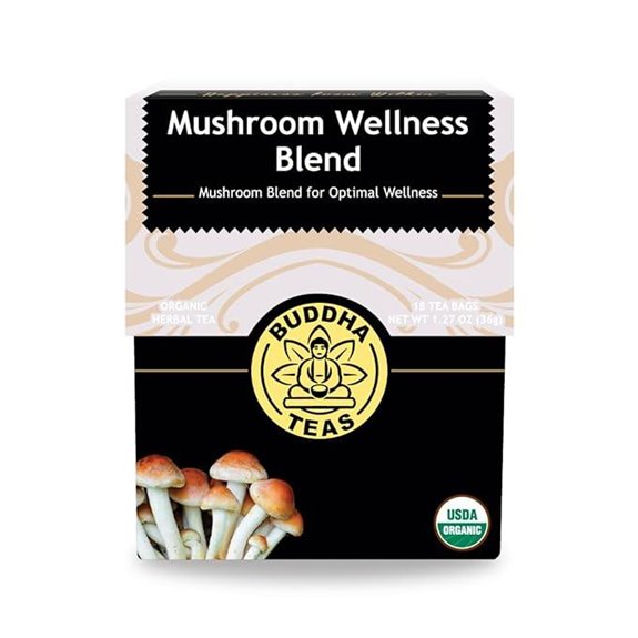 Buddha Teas Organic Mushroom Wellness Herbal Tea (18 Bags)