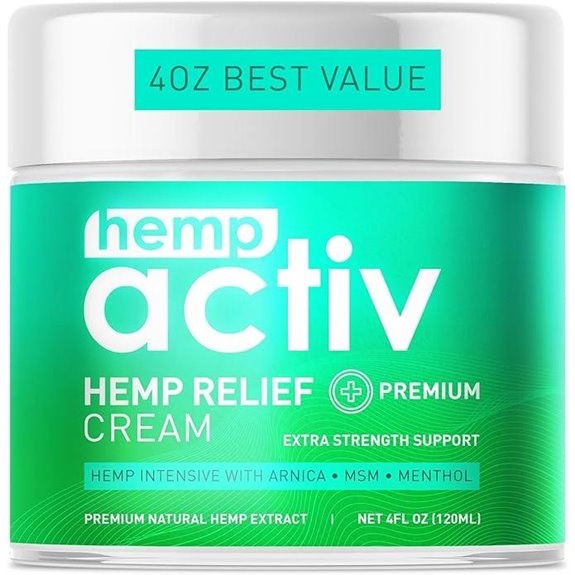 Cooling Hemp Cream with Menthol MSM & Arnica (4oz)