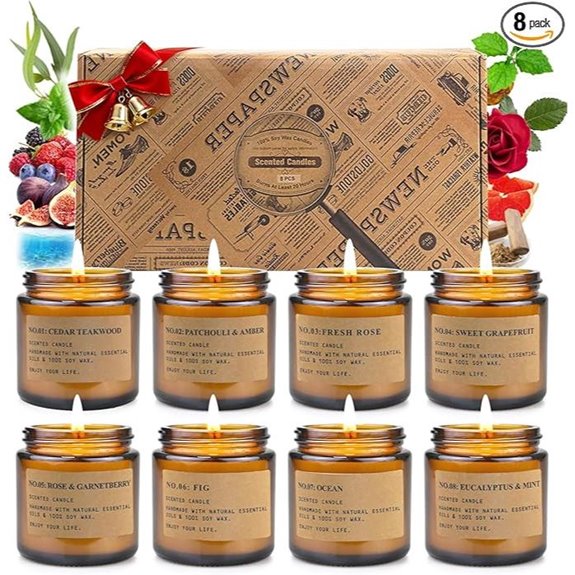 Candle Gift Set: 8 Scented Soy Candles