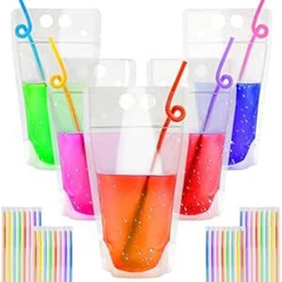 44 Drink Pouches with Straws (17oz)