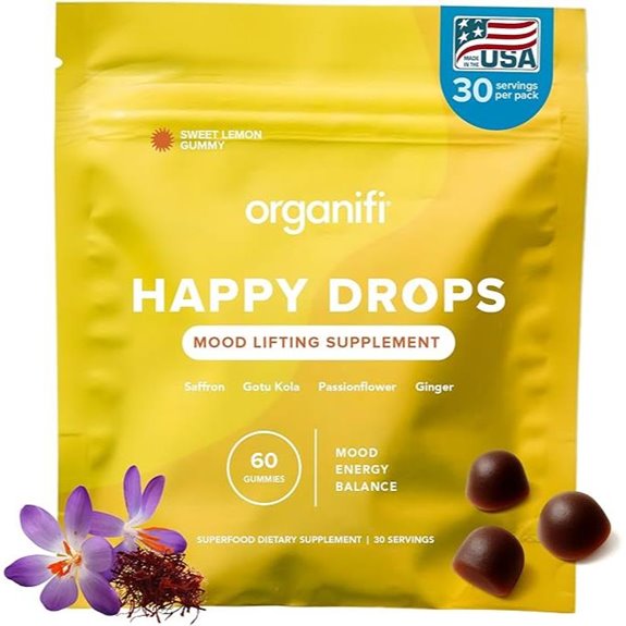 Organifi Happy Drops: Mood-Boosting Lemon Gummies (60)