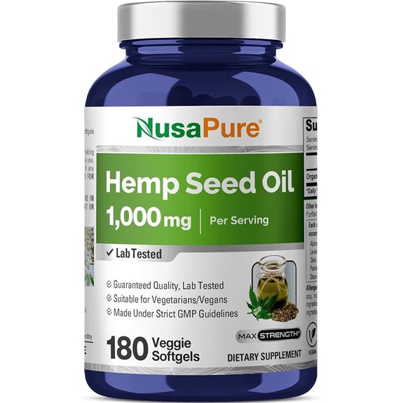 NusaPure Hemp Oil 1,000mg Per Serving 180 Veggie Softgels Non-GMO Vegan