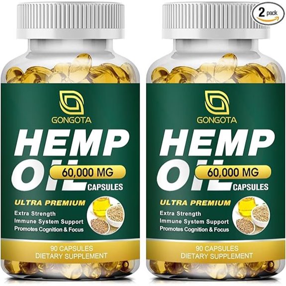 Hemp Oil Capsules 60,000 Max Strength 180 Veggie Softgels