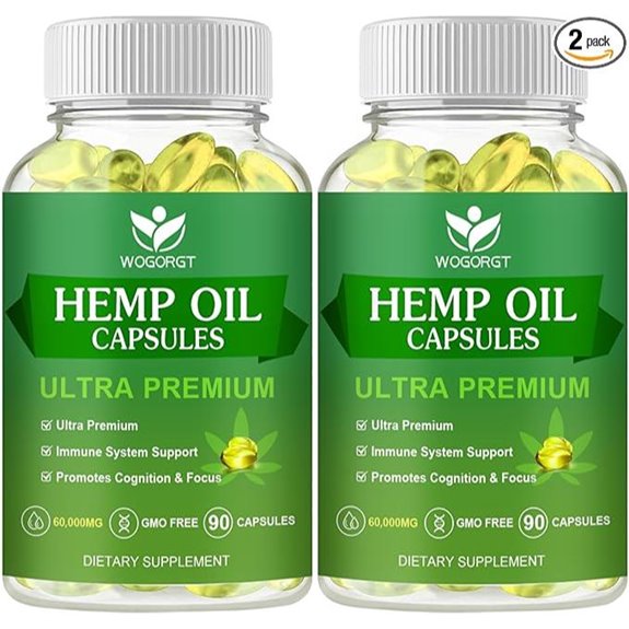 Hemp Oil Capsules 60,000 Strength for Immunity Mood