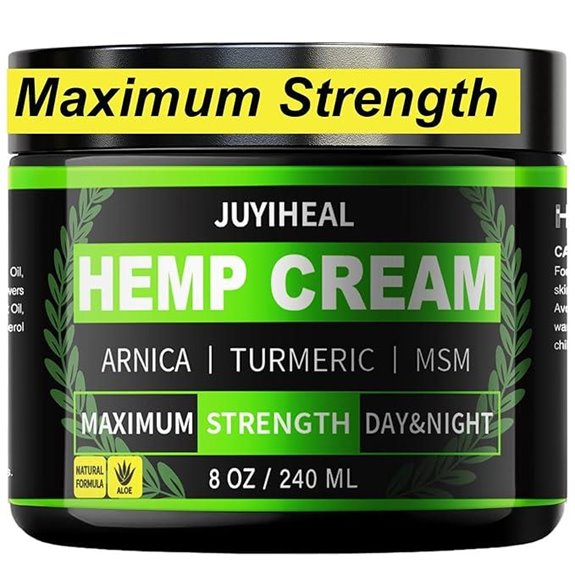 Natural Hemp Cream with Arnica MSM Turmeric Menthol