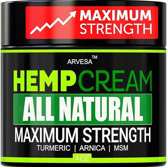 Natural Hemp Cream with Arnica and Menthol - 4 oz