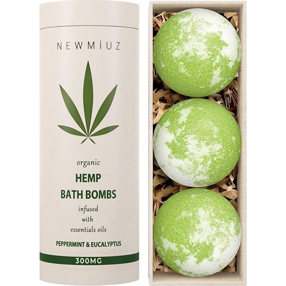 Organic Hemp Bath Bombs with Peppermint Eucalyptus Spa Gift