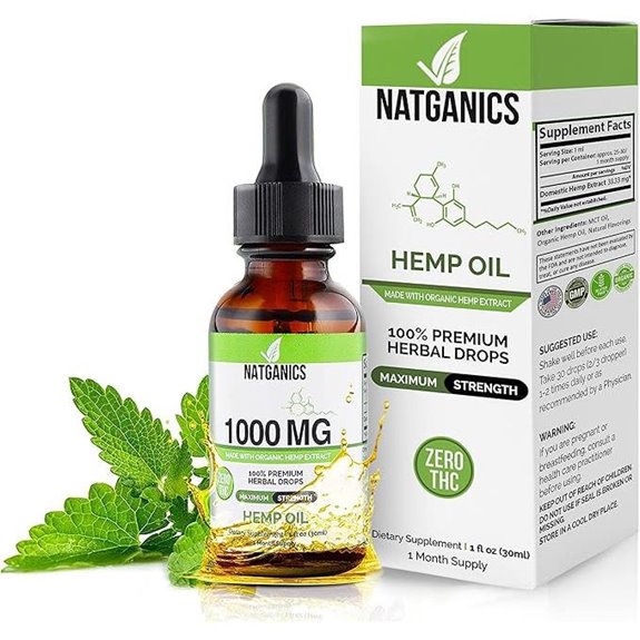 Organic Hemp Oil 1000mg Drops - USA Made Non-GMO