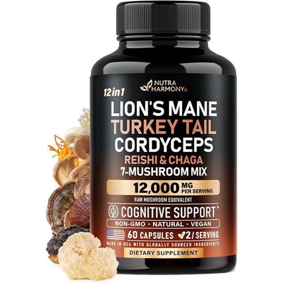 Mushroom Supplement Mix: Organic Mushrooms (USA) 60 Capsules