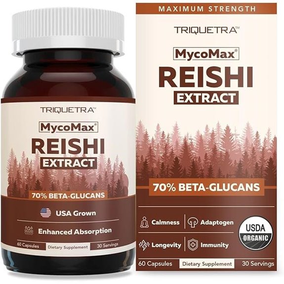 Organic Reishi Mushroom Capsules 60 High Potency US-Grown