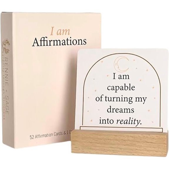 Positive Affirmation Cards with Wooden Stand Set
