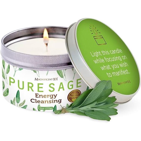 Pure White Sage Candle &ndash; 6 oz 35h Burn Organic Soy