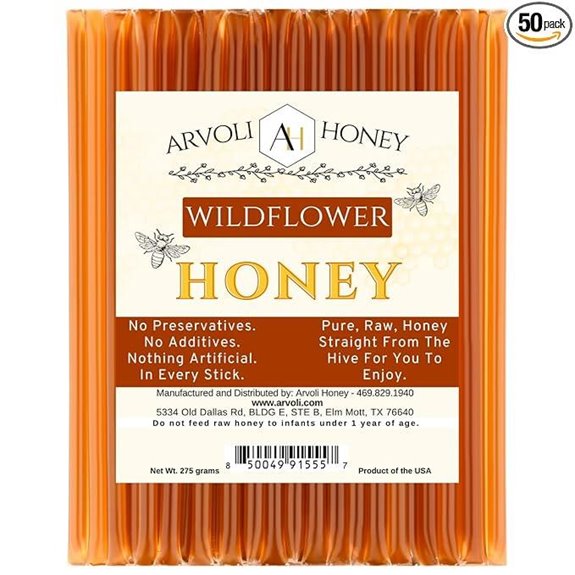 Raw Honey Sticks for Tea (50 Pack) Gluten-Free