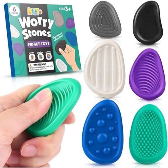 Textured Fidget Stones (6 Pack) for Calming Anxiety